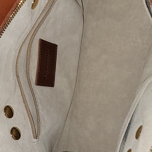 Hammitt Cognac Leather Brentwood Satchel Handbag with Gold Studs - Picture 11 of 16